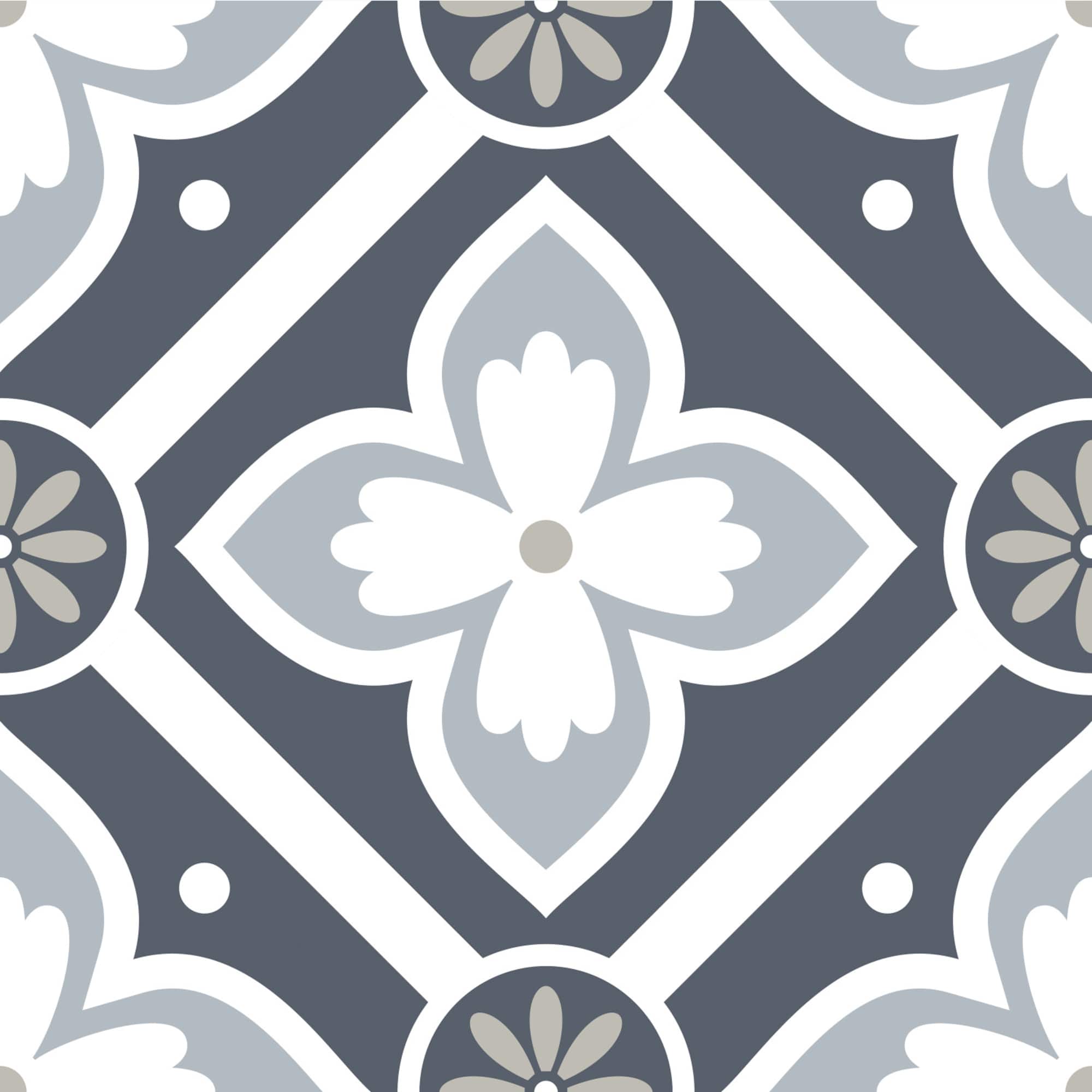 RoomMates Dublin Slate Floral Peel & Stick Floor Tile